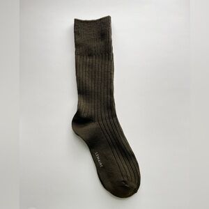 Lemaire Olive Green Ribbed Casual Socks